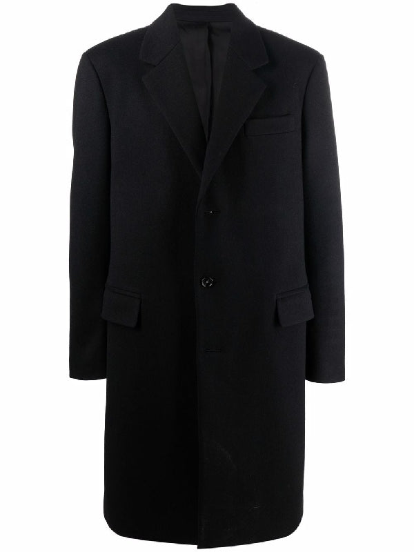 Black Single-Breasted Wool
  Coat