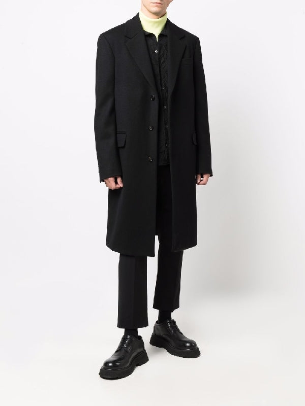 Black Single-Breasted Wool
  Coat