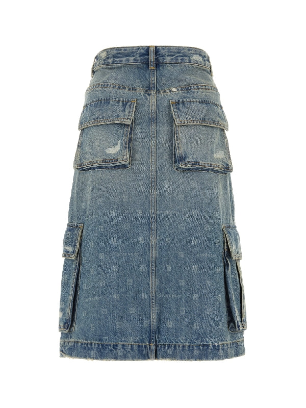 4g Pattern Washed Denim Skirt