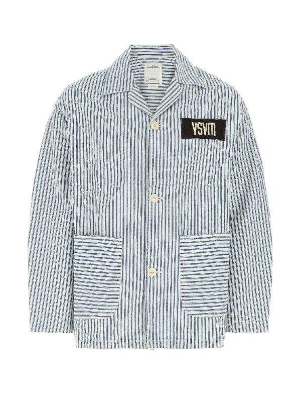 Logo Patch Stripe Shirt Jacket