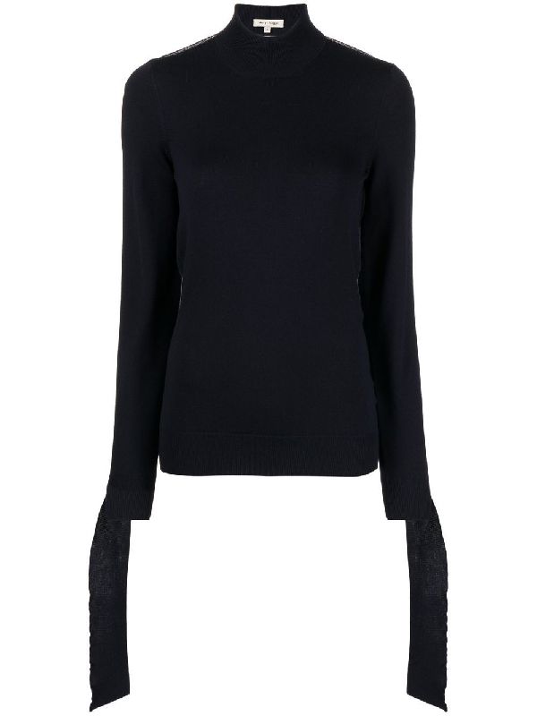 Drape Backless High Neck Wool Knit