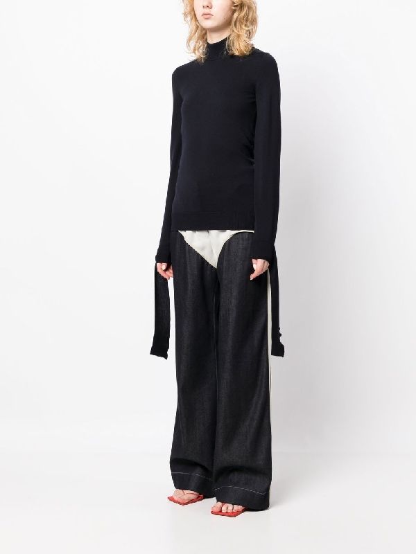 Drape Backless High Neck Wool Knit