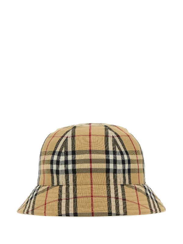 Vintage Check Stitching Bucket Hat