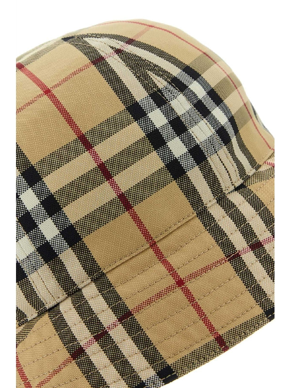 Vintage Check Stitching Bucket Hat