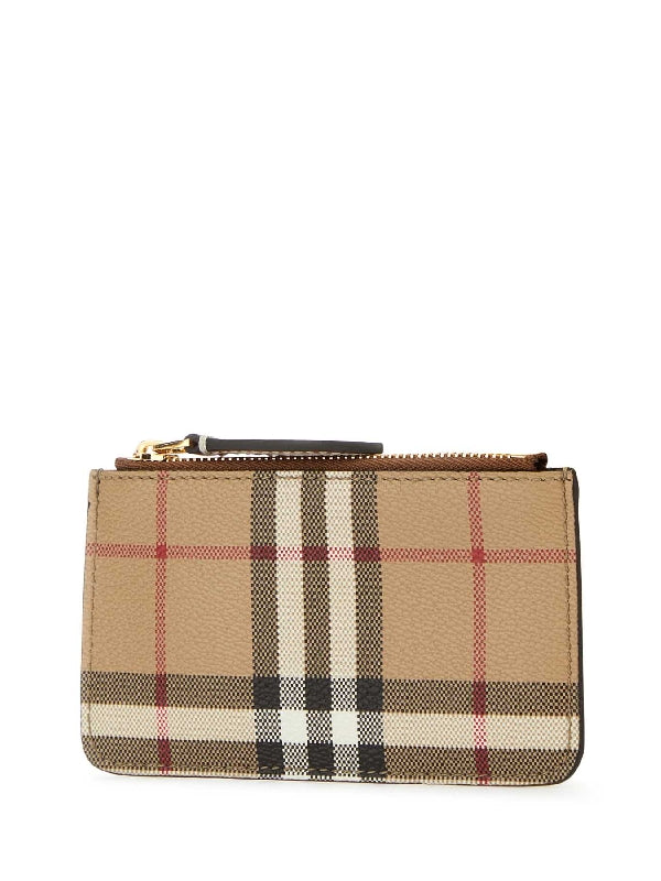 Check Fabric Zip Coin Wallet