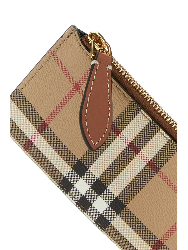 Check Fabric Zip Coin Wallet