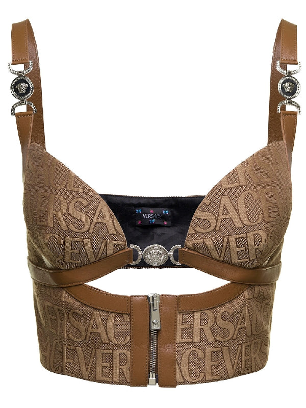 All-Over Medusa Buckle Bustier Top