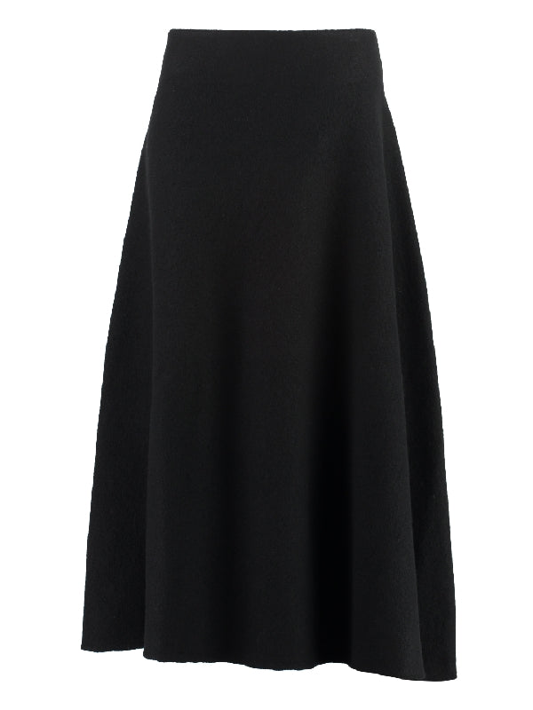 Wool Flared Midi Skirt