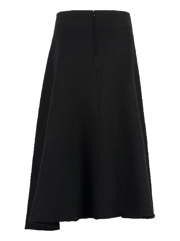 Wool Flared Midi Skirt