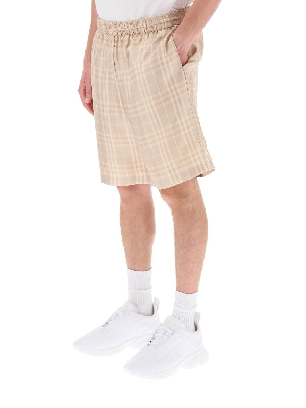 All Over Check Silk Bermuda Shorts - Jente