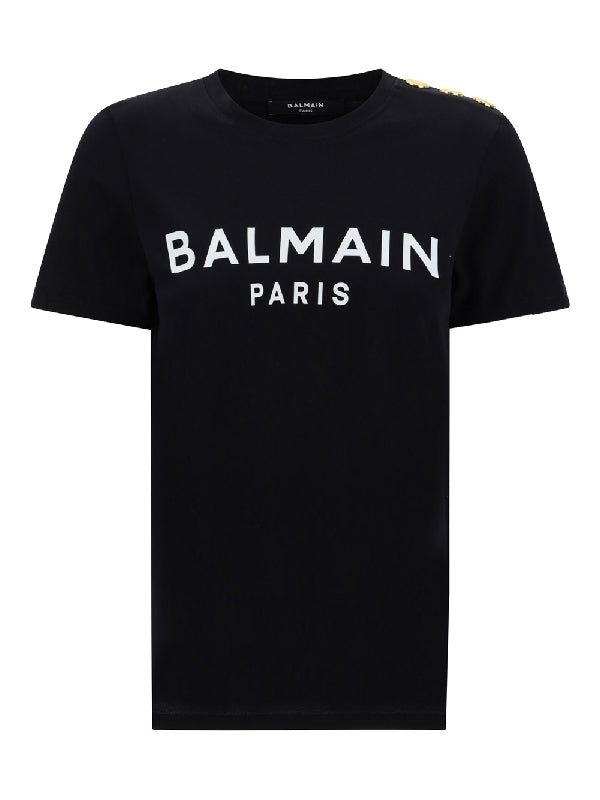 BALMAIN - Shoulder Button Logo T-shirt - Jente