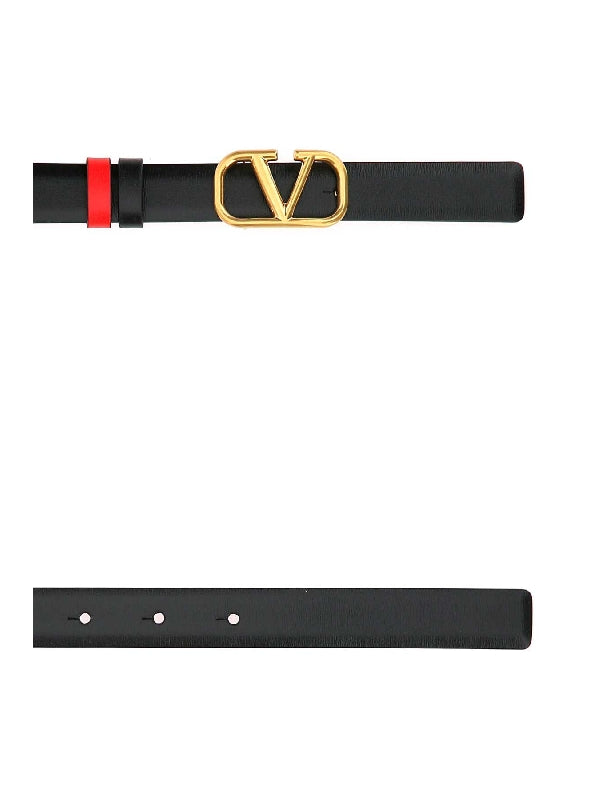 V Logo Two-tone Reversible Leather Belt