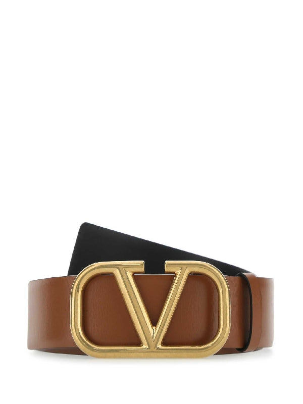 Vlogo Buckle Bicolor Leather Belt