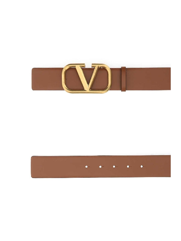 Vlogo Buckle Bicolor Leather Belt