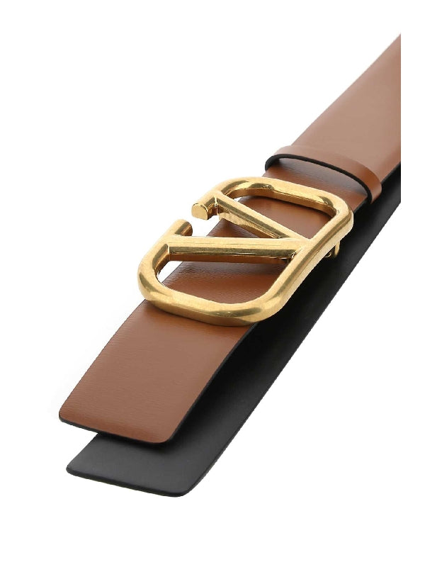 Vlogo Buckle Bicolor Leather Belt