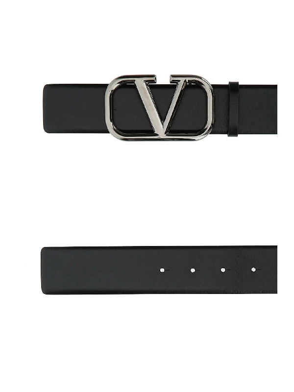 Vlogo Buckle Leather Belt