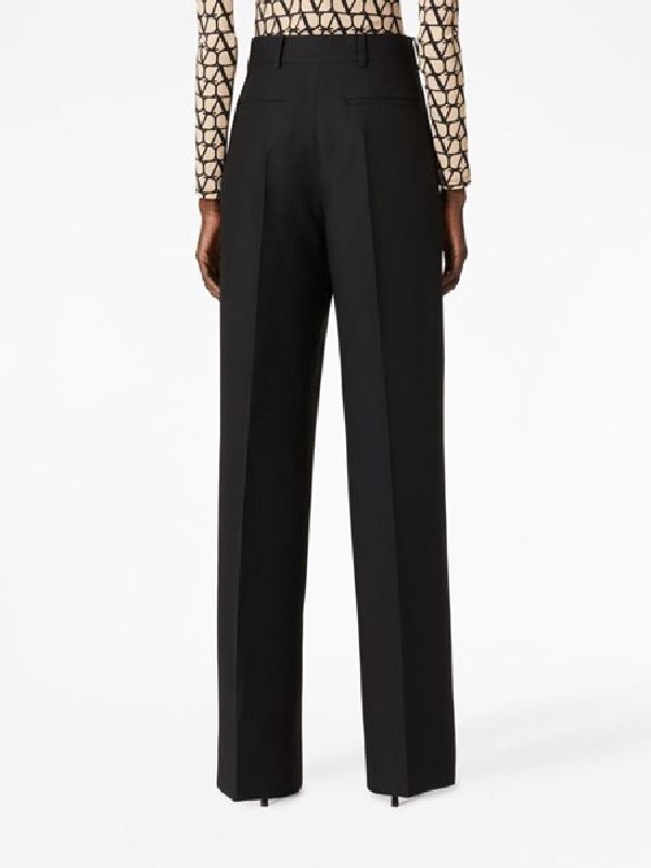 Wool Silk Blend Crepe Pants