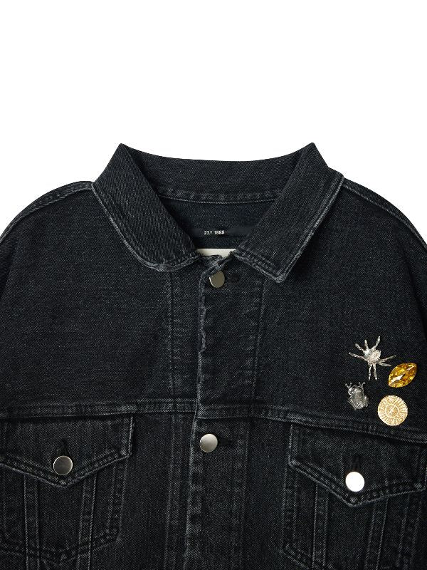 Multi Badge Detail Denim Jacket