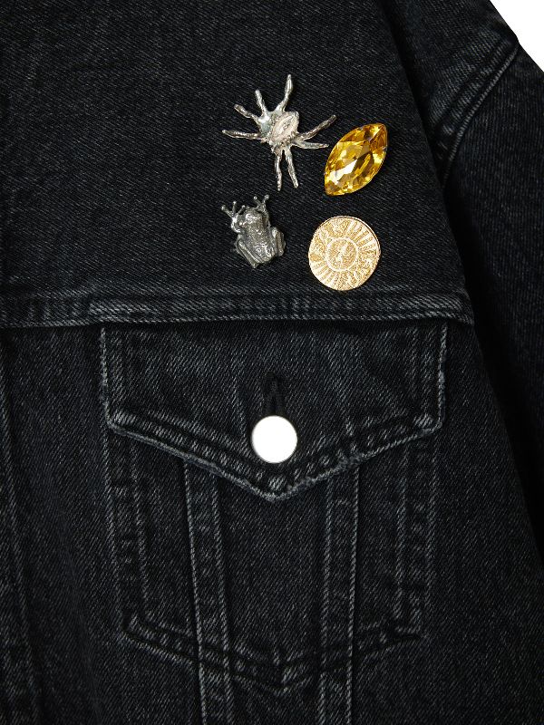 Multi Badge Detail Denim Jacket