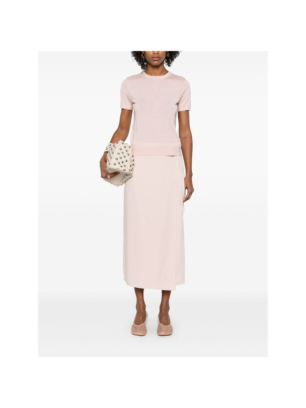 Wrap Silk Midi Skirt