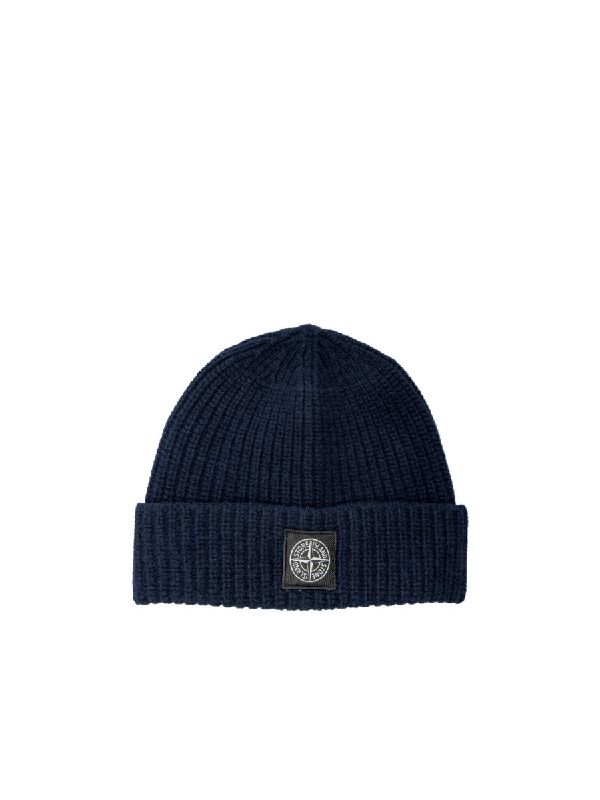 Wappen Patch Rib Cotton Knit Beanie