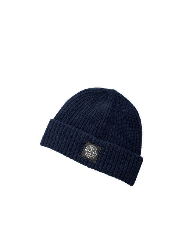 Wappen Patch Rib Cotton Knit Beanie