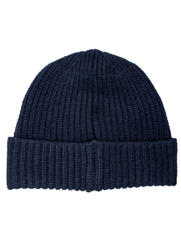 Wappen Patch Rib Cotton Knit Beanie