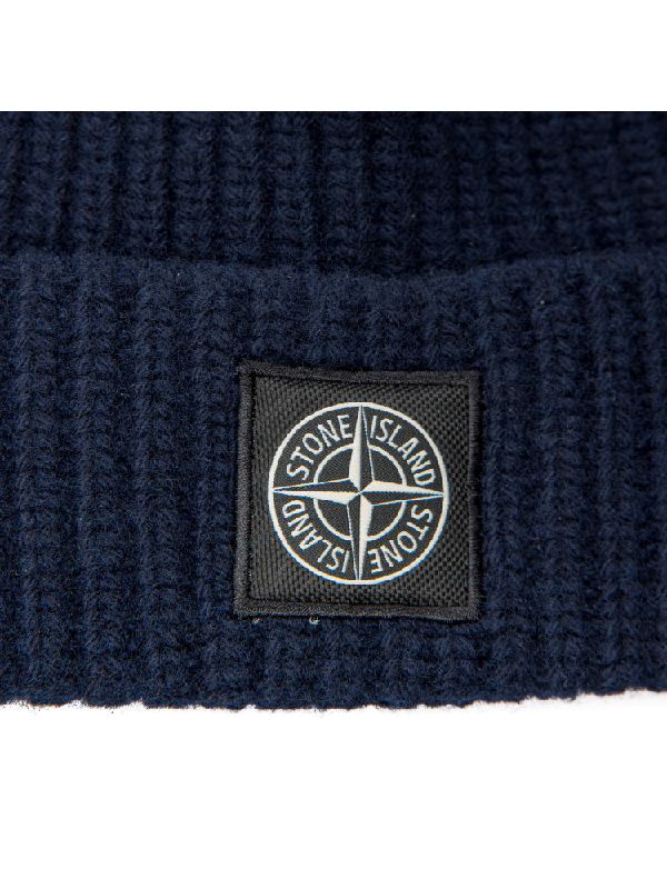 Wappen Patch Rib Cotton Knit Beanie