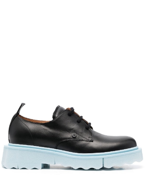 Black Leather Sponge-Sole Derby Shoes