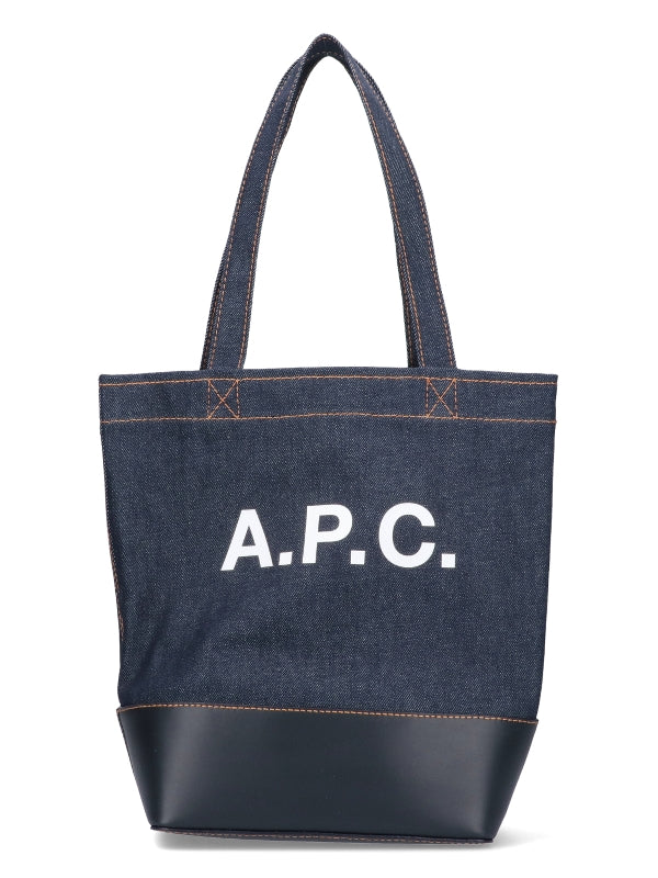 Axel Logo Denim Leather Tote Bag