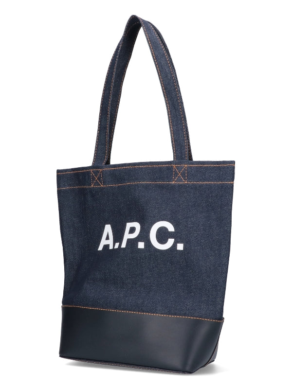 Axel Logo Denim Leather Tote Bag