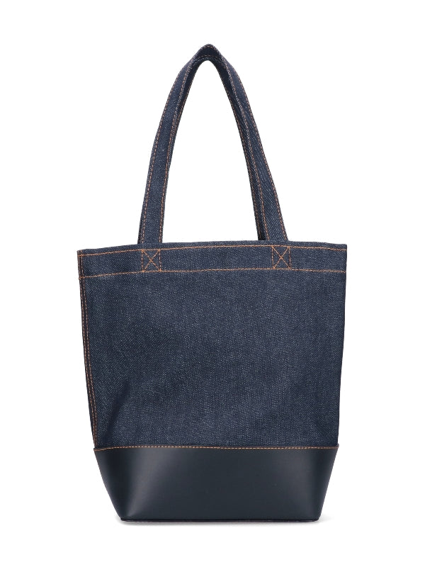 Axel Logo Denim Leather Tote Bag