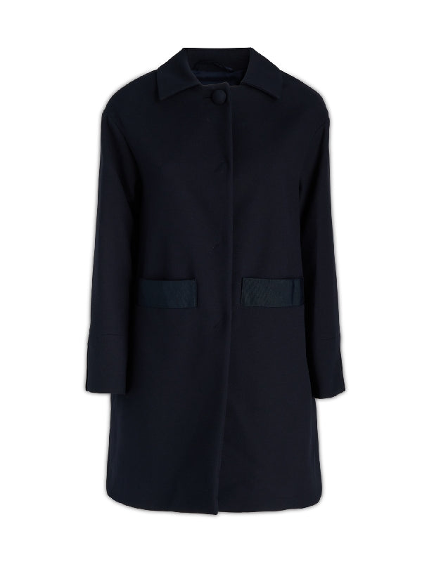 Audry Navy Cotton Single Coat