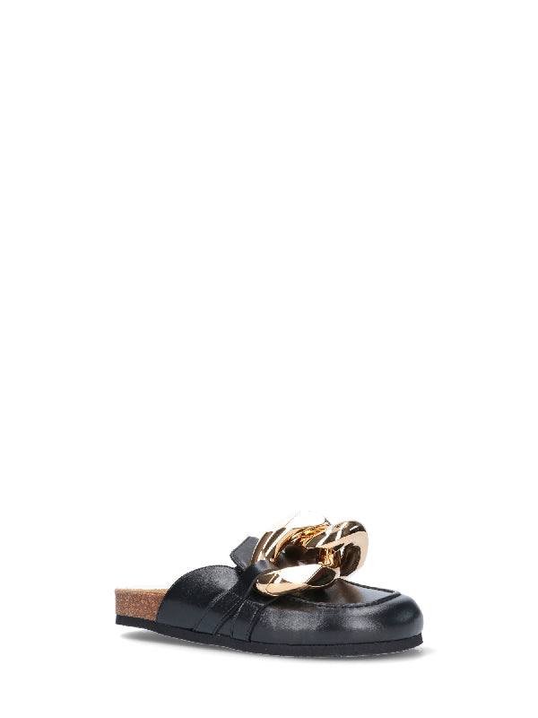 Bold Chain Embellished Leather Ballerinas