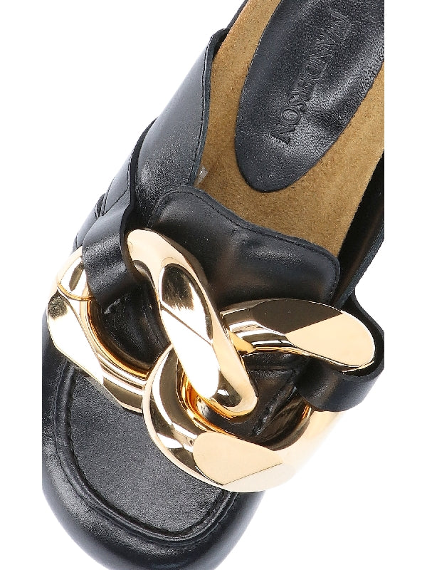 Bold Chain Embellished Leather Ballerinas