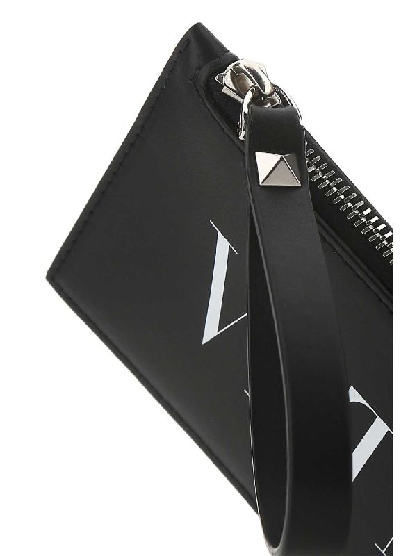 Vltn Leather Zipper Card Wallet