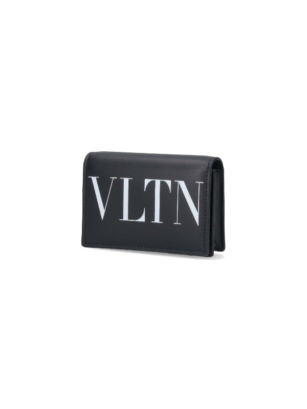 Vltn プリントレザーフラップカードウォレット