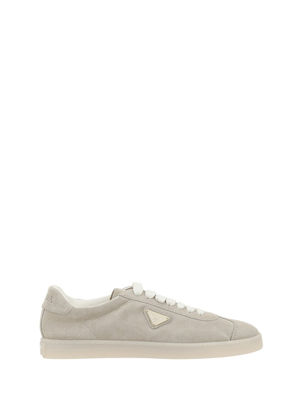 Triangle Logo Suede Low Top Sneakers