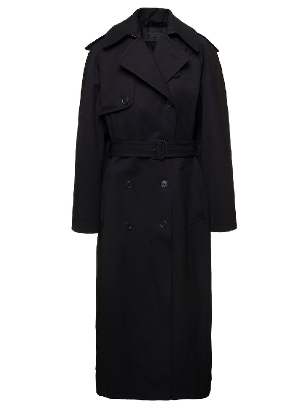 Wool Cotton Long Trench Coat