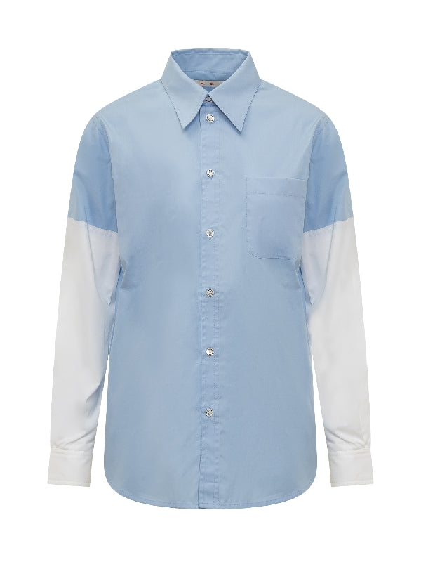 Two Tone Sleeve Front Pocket Shirt