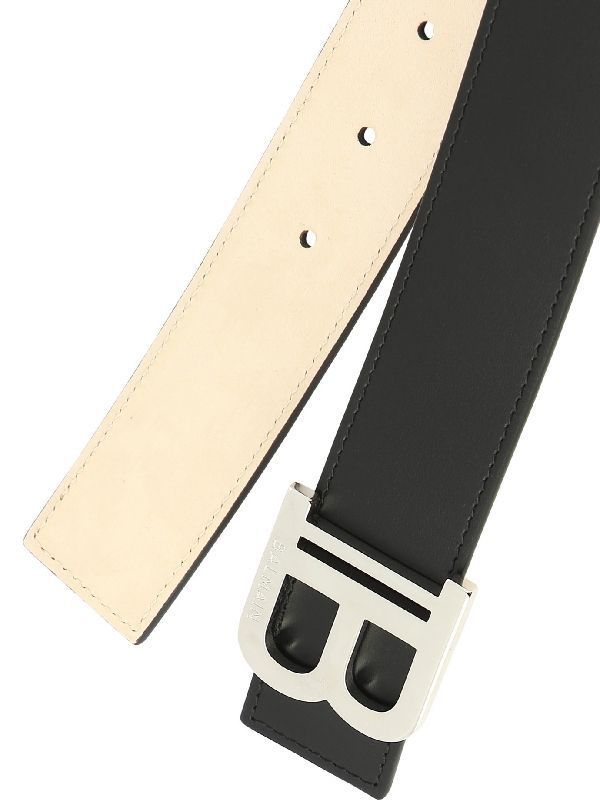 B Metal Buckle Calfskin Belt