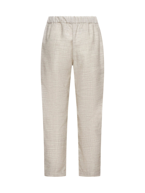 Drawstring Cropped Wool Pants