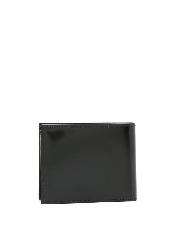 Metal Logo Leather Coin Wallet