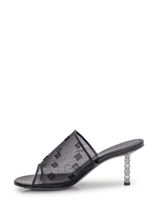 4G Jacquard Mesh Strap Sandal Heel