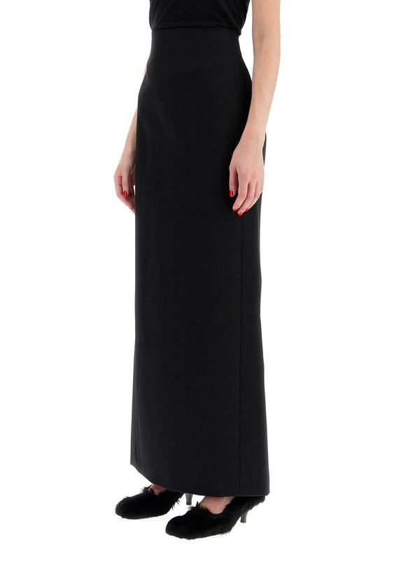 High Waist Wool Long Skirt