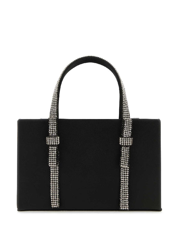 Crystal Top Handle Leather Tote Bag