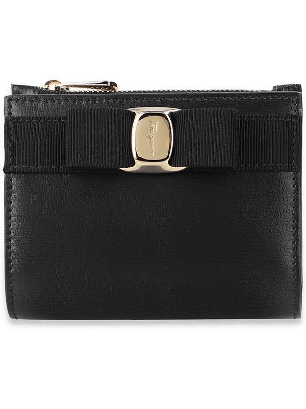 Vara Bow Black Leather Bi-Fold Wallet