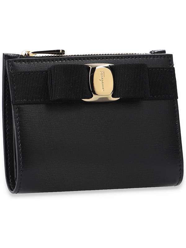 Vara Bow Black Leather Bi-Fold Wallet