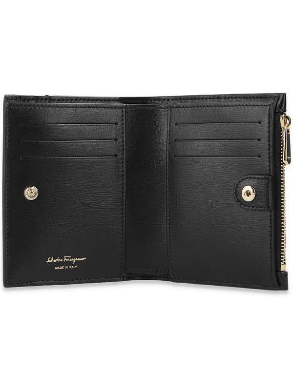 Vara Bow Black Leather Bi-Fold Wallet