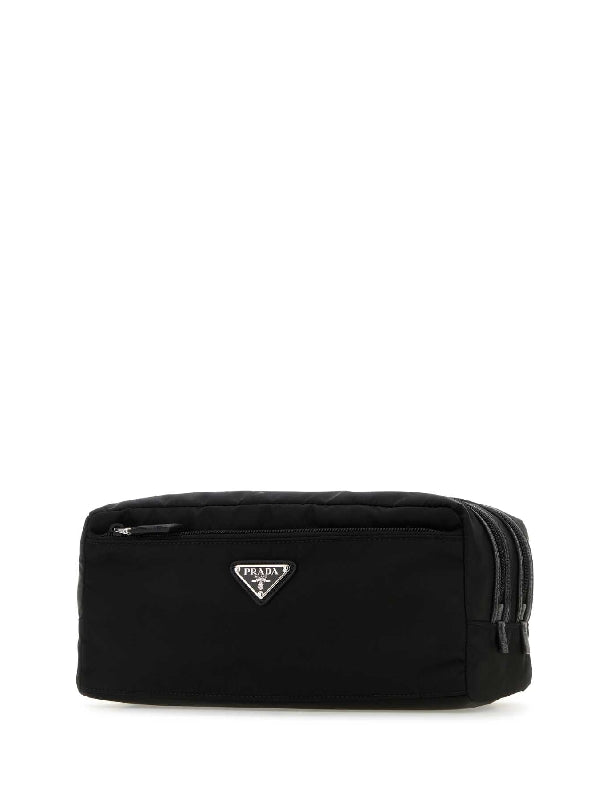 Triangle Logo Double Zipper Pouch